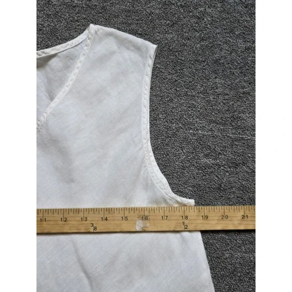 Match Point 100% Linen V-neck White Tank Top Size LARGE Summer/vacation - Picture 4 of 7
